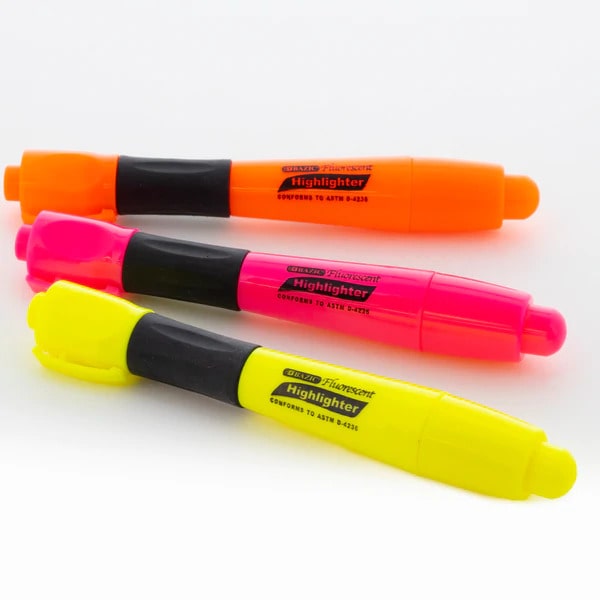 Cushion Grip Fluorescent Highlighters - 3pk Random Color Pack