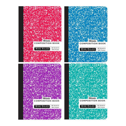 Composition Book Assorted Color Marble W/R 80 Ct.